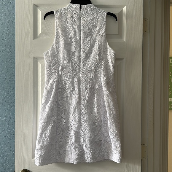 Lilly Pulitzer White Lace Dress with Gold Accents Size 12 - Picture 2 of 6